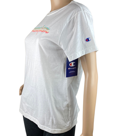 New Champion Women's White Crew Neck Short Sleeve Graphic Tee Size S - Picture 3 of 6